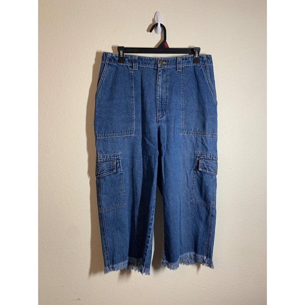 Liz Claiborne Liz Wear Denim Blue Jean Capris Pants Women's Size 12 Casual Cargo